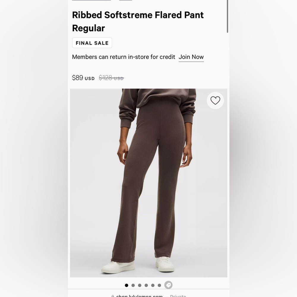 Lululemon Ribbed Softstreme Flared Pant
Regular